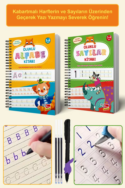 MoovaKids Tekrar Kullanılabilir Yazı Öğrenme Kitabı